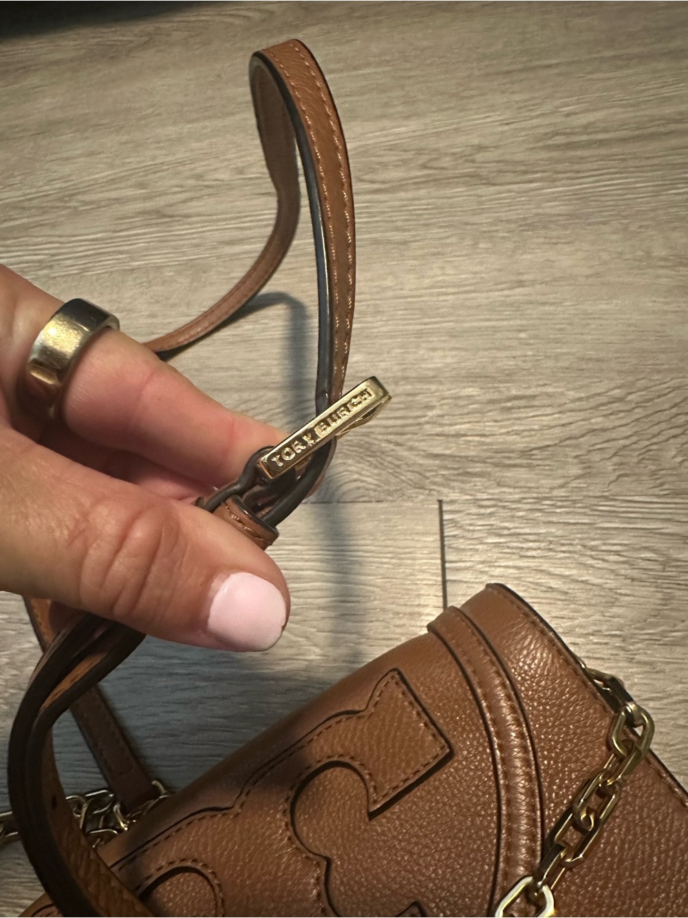 Tory Burch Brown Leather All T Crossbody Bag Purse - Picture 4 of 12